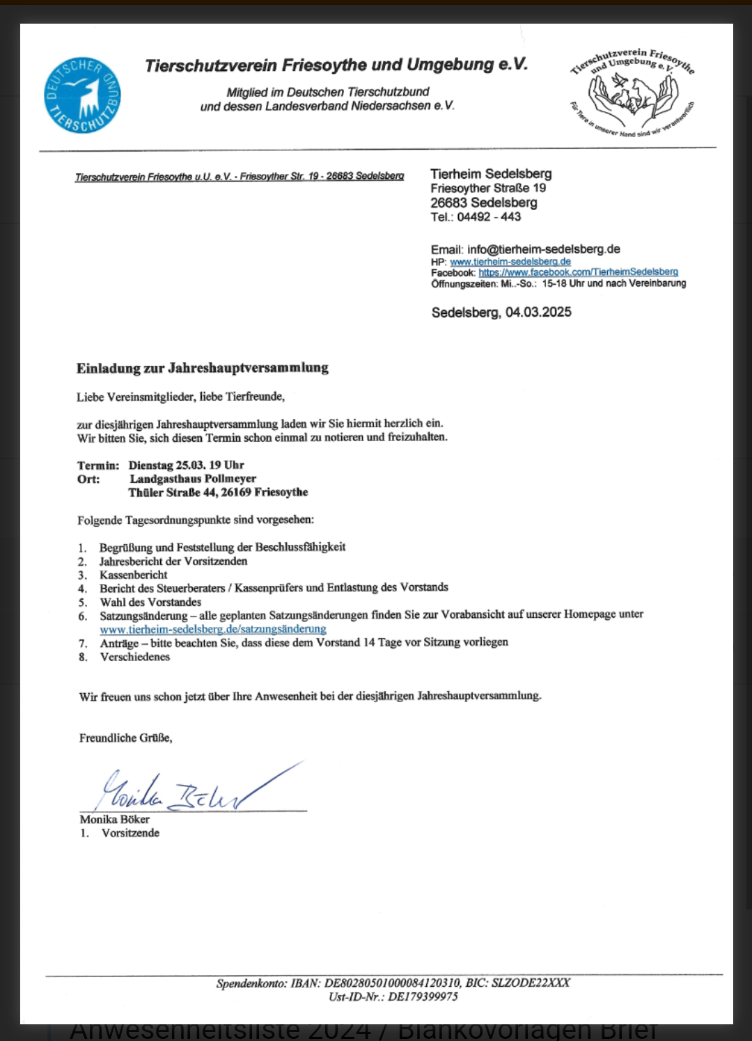 Unsere Jahreshauptversammlung steht wieder an!